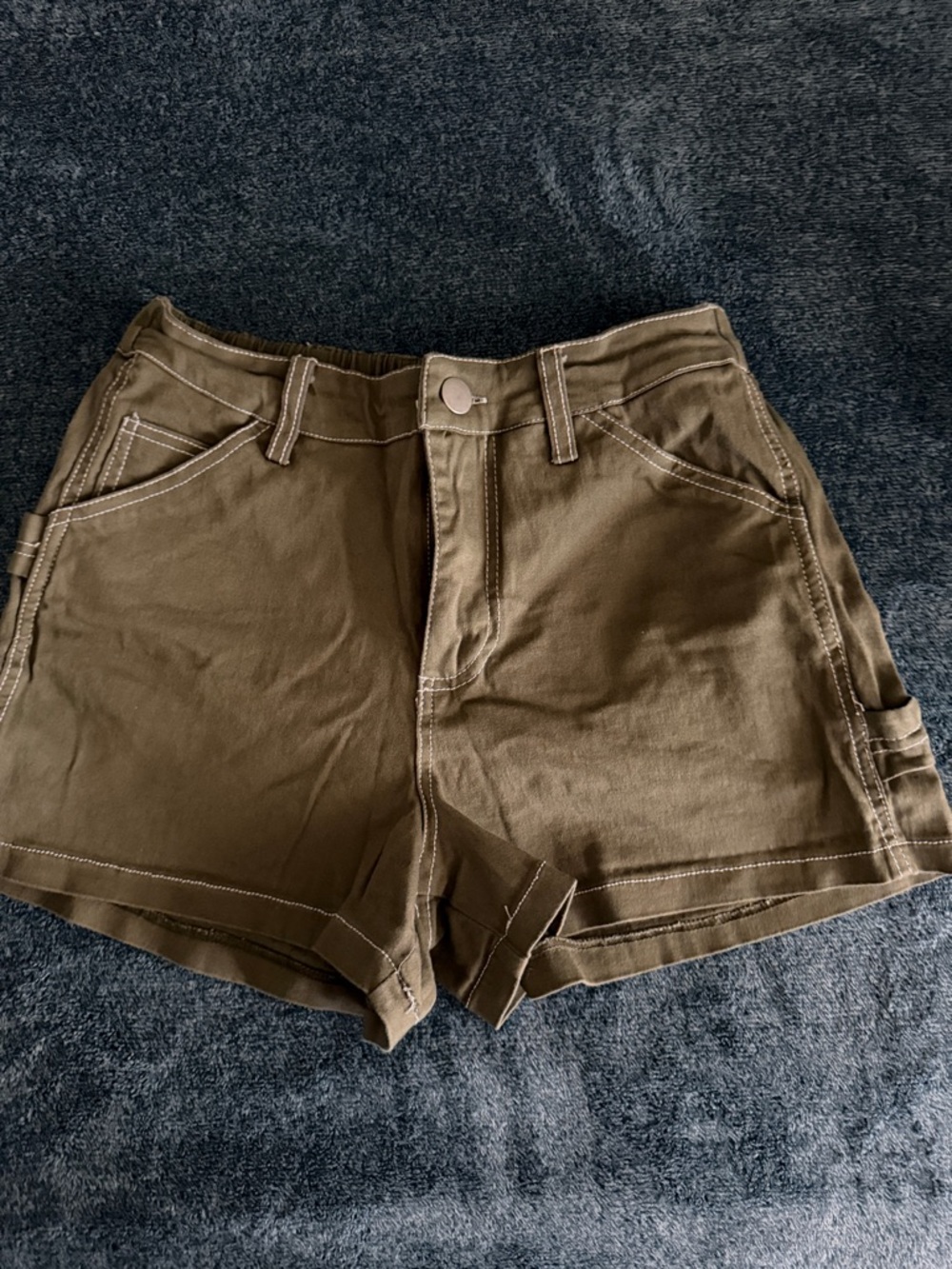 Forever 21 Olive Cargo Shorts with Contrast Stitching